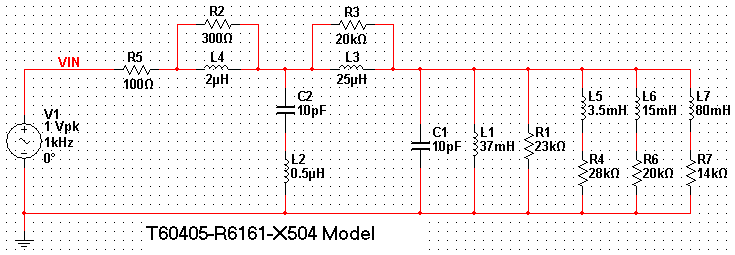 T604050-R6161-X504 CM impedance model, equivalent circuit