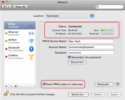 Screenshot of the Network Preferences pane from an early macOS version