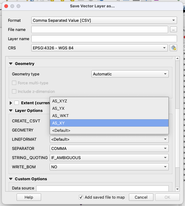 screenshot showing AS_XY in Geometry layer options settings