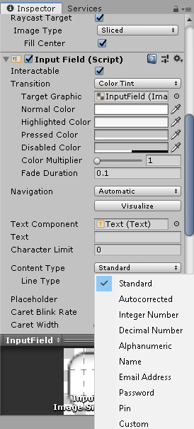 InputField Inspector View