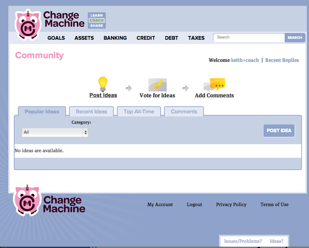 Change Machine Ideas Page