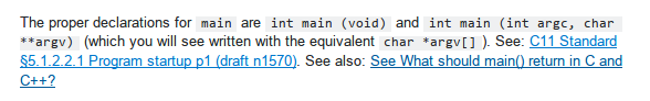 fragment from answer about <code>main</code> in C