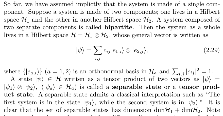 Dimension of Seperable State