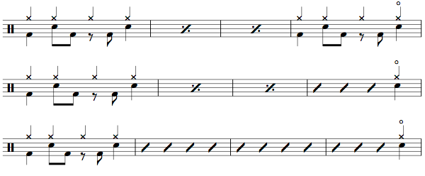 three ways of notating repeat with variation