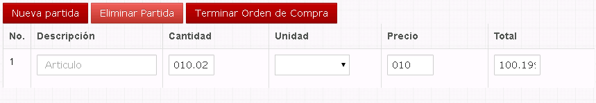 El total se genera multiplicanco cantidad x precio en la siguiente funcion