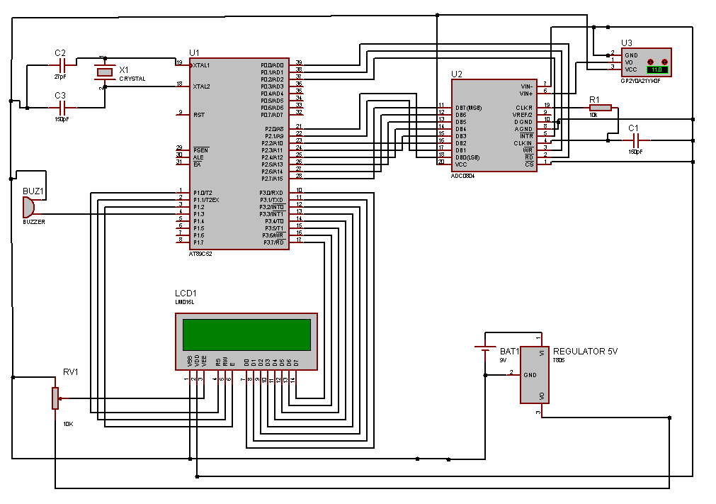 U3 is the distance sensor that works great if given power by Arduino