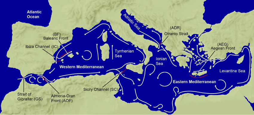 Mediterranean Sea surface currents