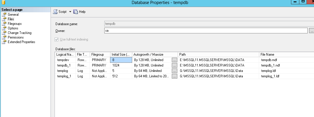 Tempdb Properties