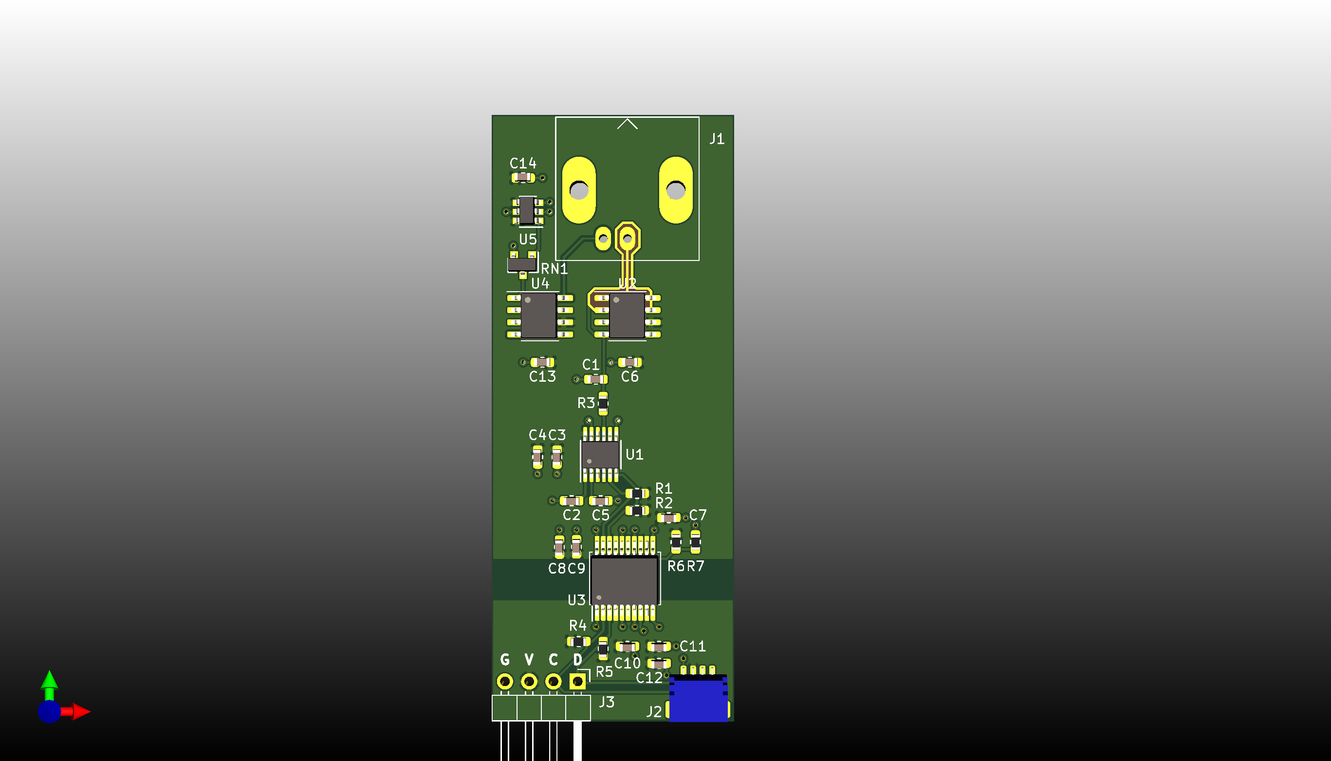 PCB top side 3d rendering