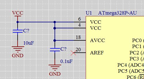 Example of connecting stuff to power ATMEGA328P