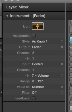 Logic Environment Fader settings for Monitor Data F2 1 63