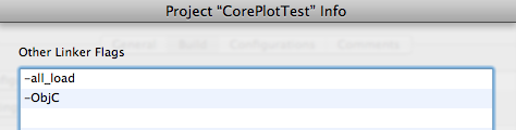 Screenshot of linker flags