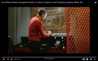 Screen shot of some laboratory from How William Shatner Changed the World - Dr. Marc D. Rayman, Chief Propulsion Engineer, NASA, JPL