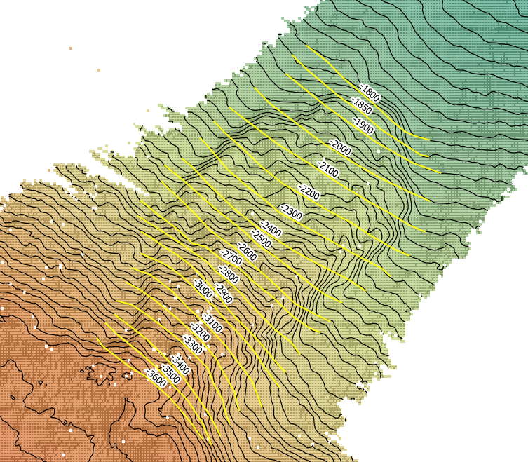 Contour lines before the slide