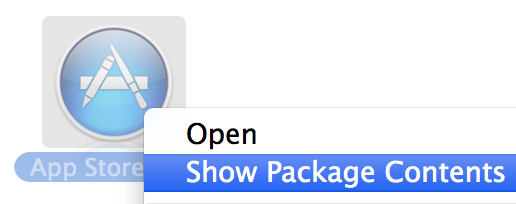 Screenshot showing the option "Show Package Contents"