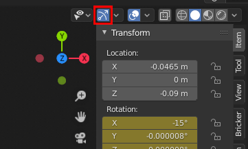 Navigation gizmo toggle location