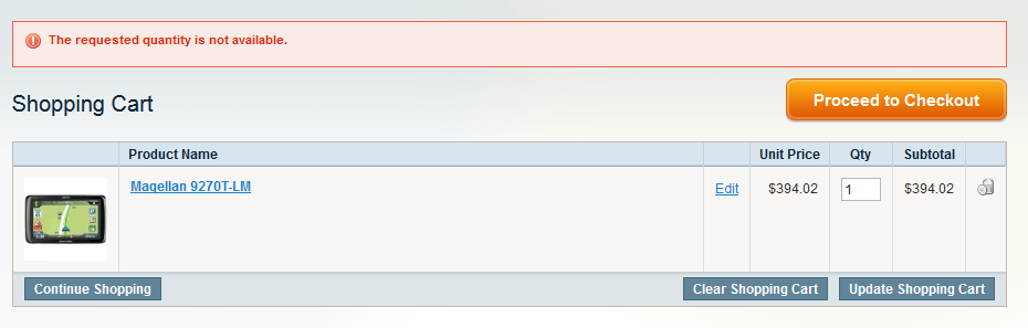 The requested quantity is not available