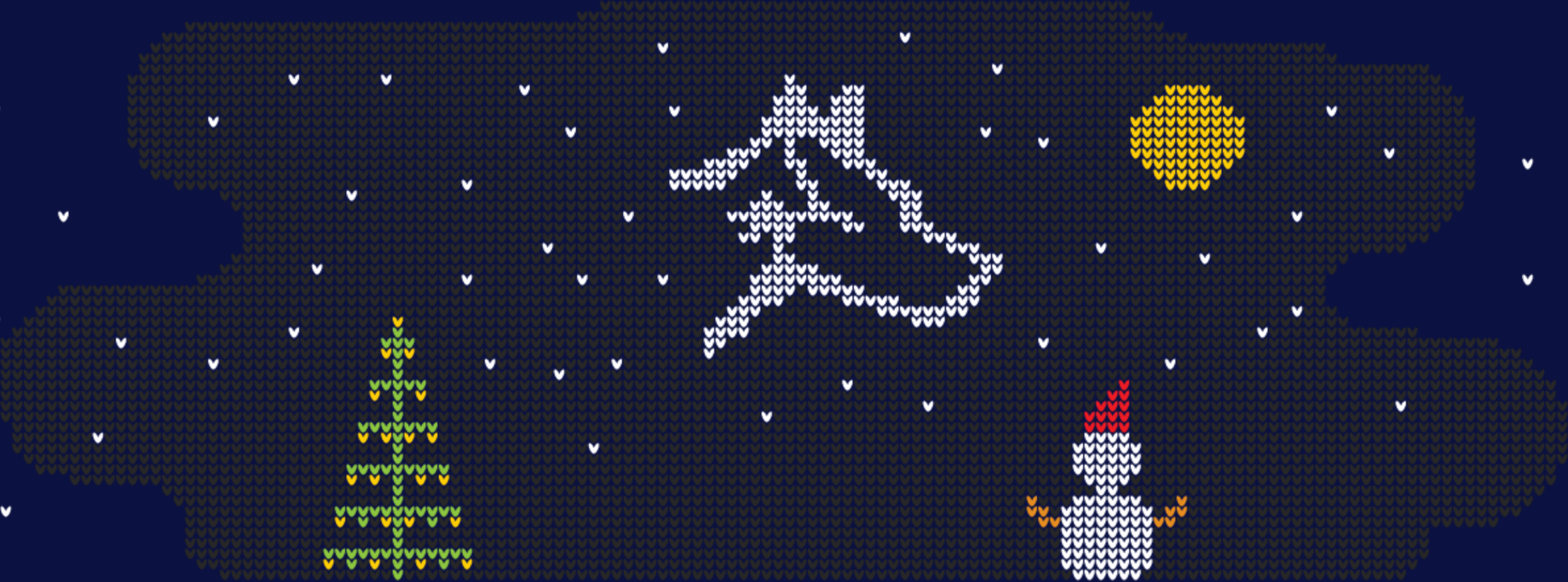 Wolf Constellation - una imagen con algo que trata de asemejarse a una constelación en forma de un lobo, una luna llena, un árbol y un muñeco de nieve