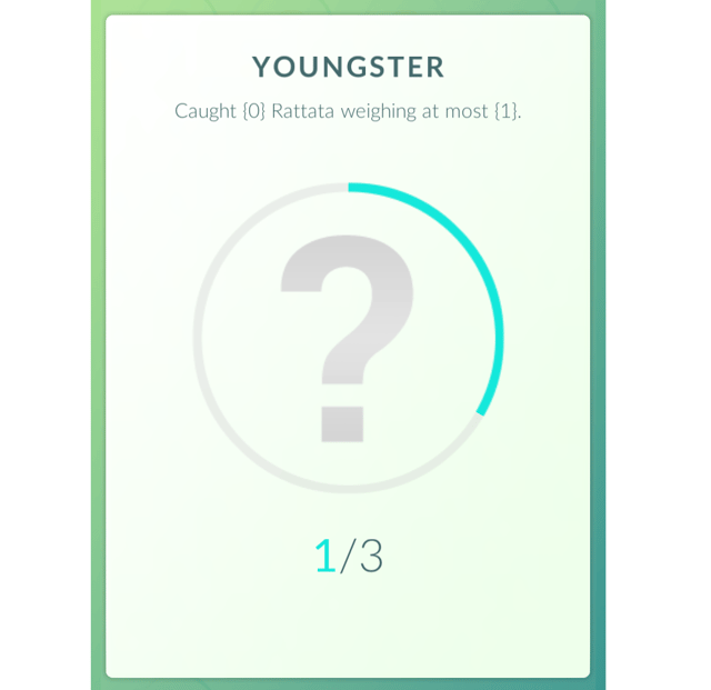 "Youngster: Caught {0} Rattata weighing at most {1}."