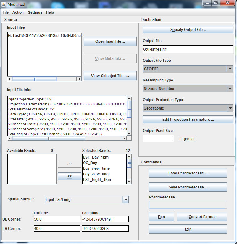 MODIS reprojection tool