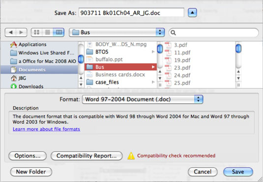 Click here for a picture of the MS Word for Mac 2011 Save dialog box