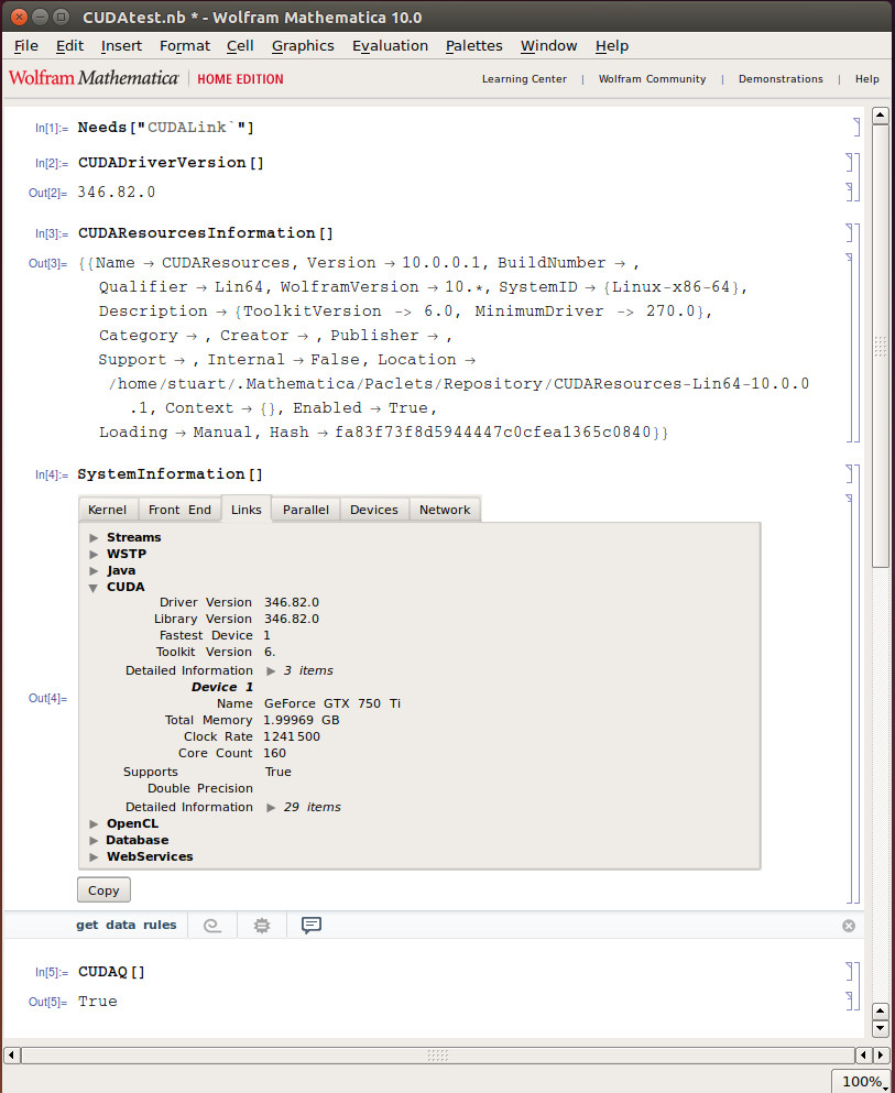 CUDA Mathematica test