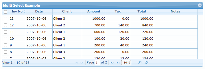 jqGrid screenshot