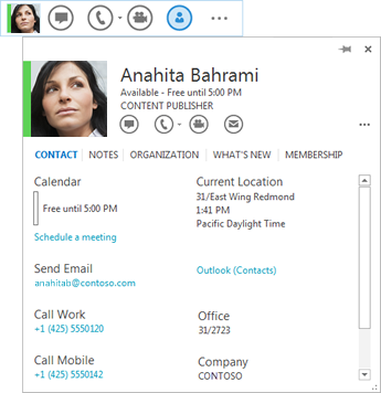 Sample Microsoft Office Contact