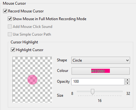 ActivePresenter cursor settings