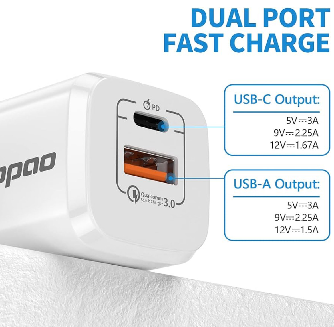 USB-A and USB-C power adapter