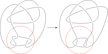 The prime Kinoshita–Terasaka knot (11n42) and the prime Conway knot (11n34) respectively, and how they are related by mutation.