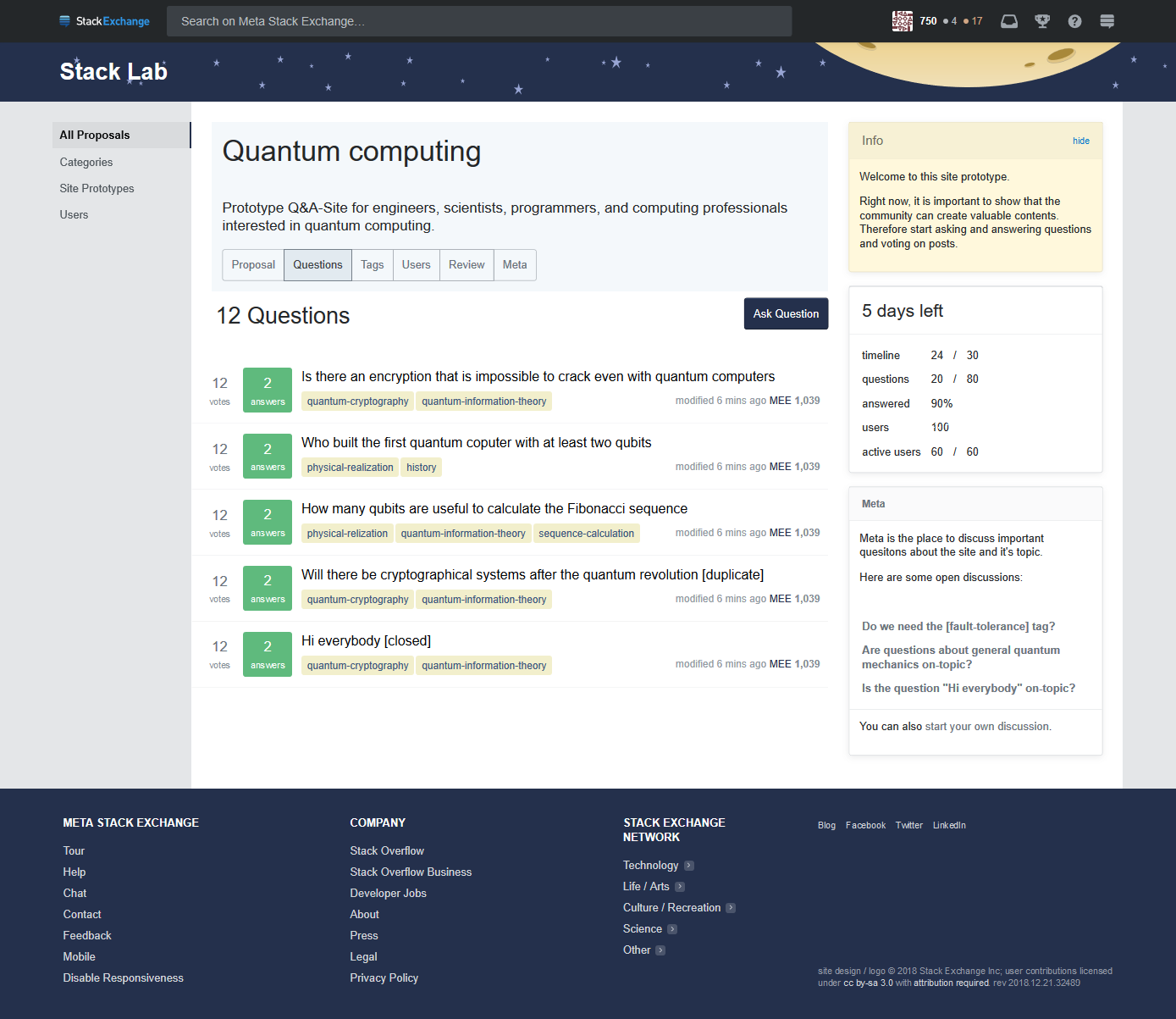 Prototype proposal page