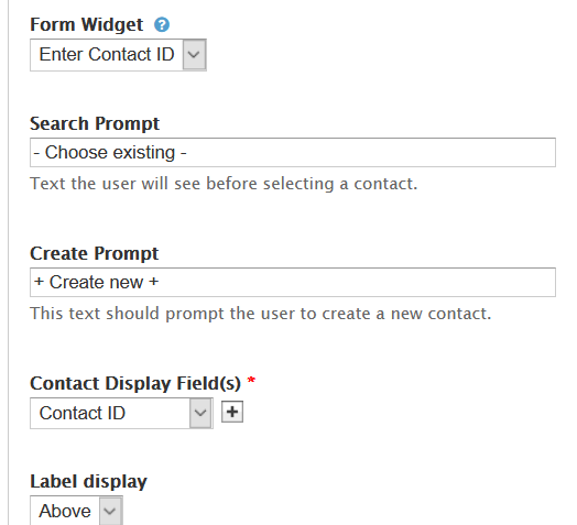 existing contact configuration