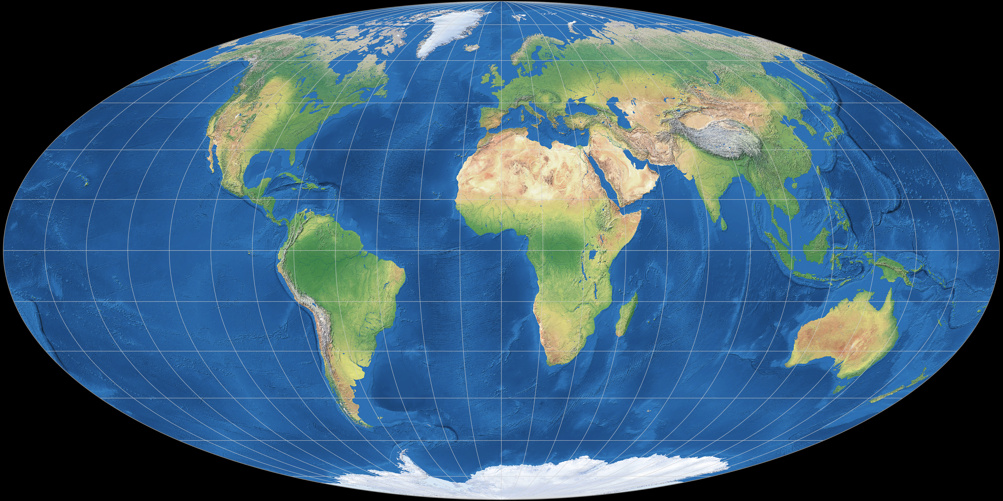 Map of Earth (Mollweide Projection)