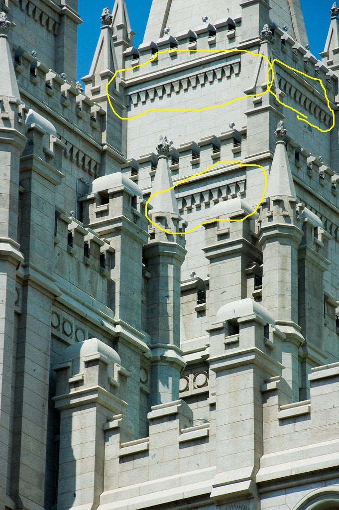 stonework with triangles highlighted