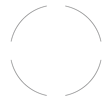 Four strokes in the shape of a circle.