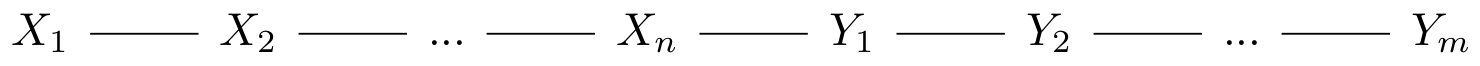 linear chain MRF: X_1, X_2, ..., X_n, Y_1, Y_2, ..., Y_m