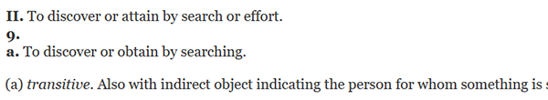 OED online, “find,” II., 9., a.