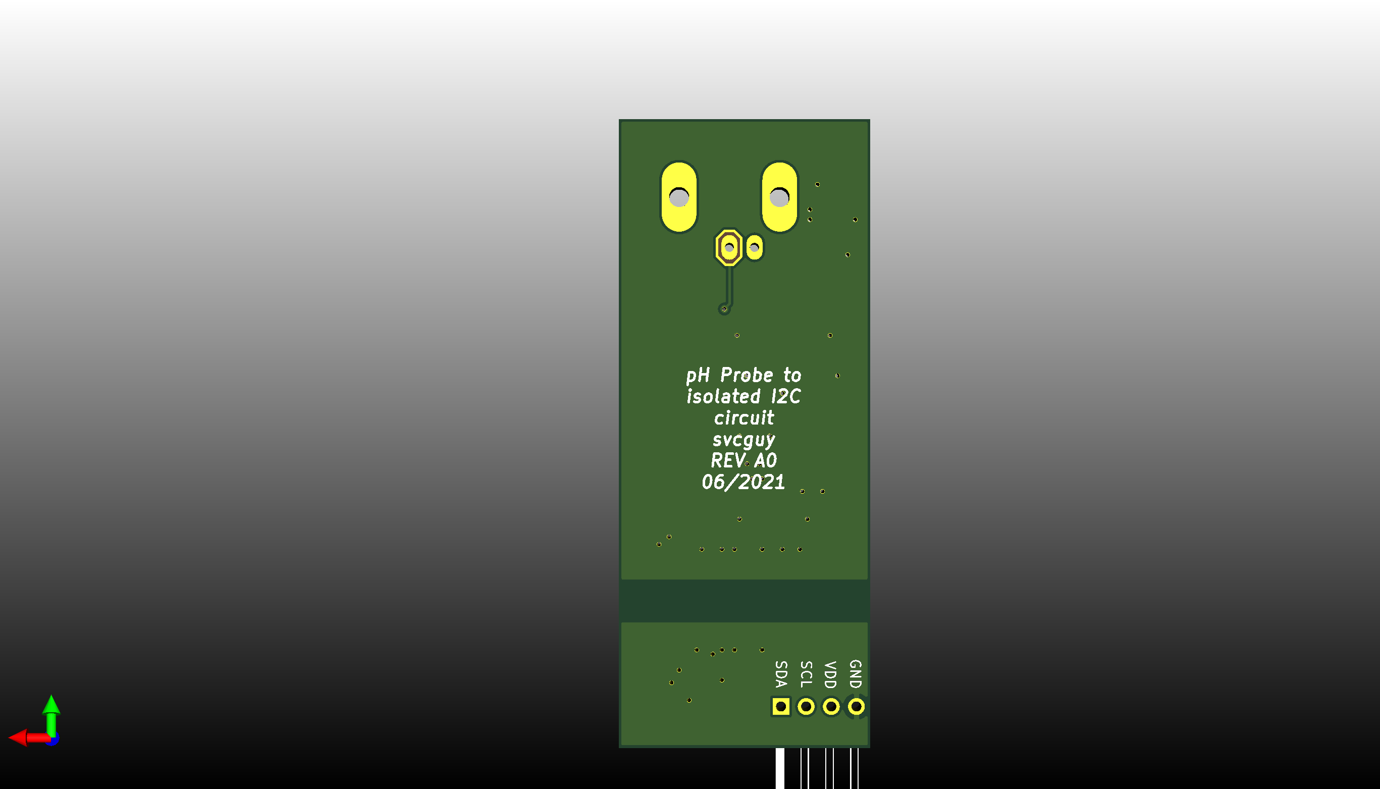 PCB bottom side 3d rendering