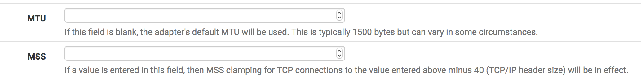 pfsense MTU and MSS settings