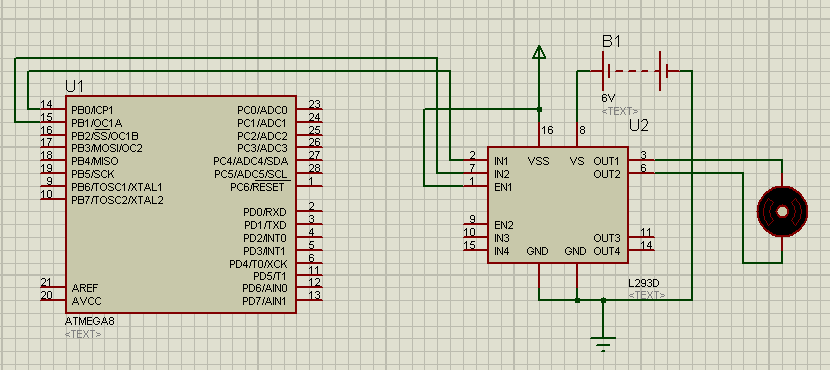 Interfacing DC gear motor with Atmega8