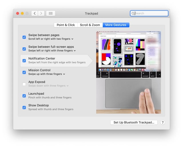 Trackpad panel in System Preferences
