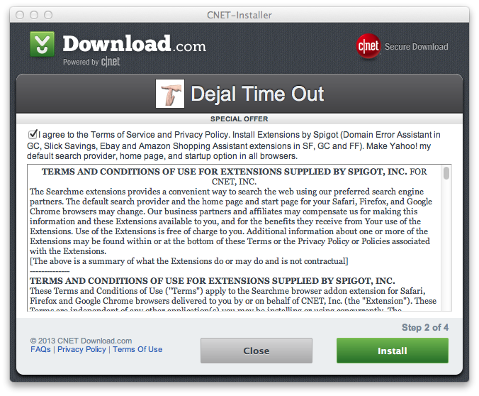 Screenshot of CNET's Shady "Safe Downloader"