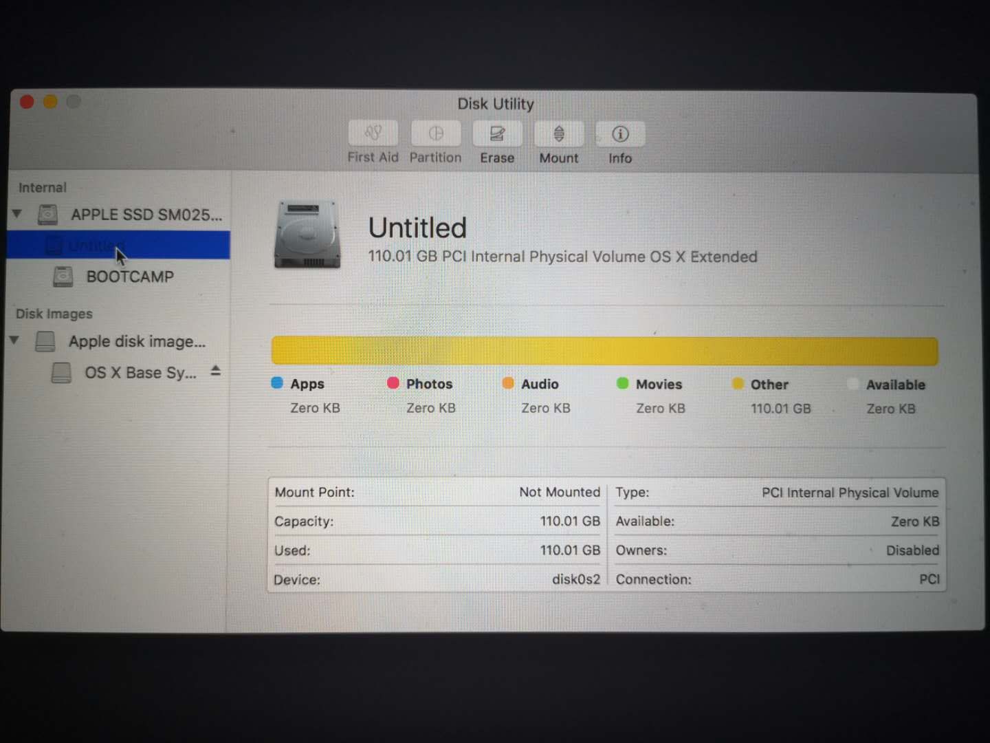 Disk Utility screenshot.