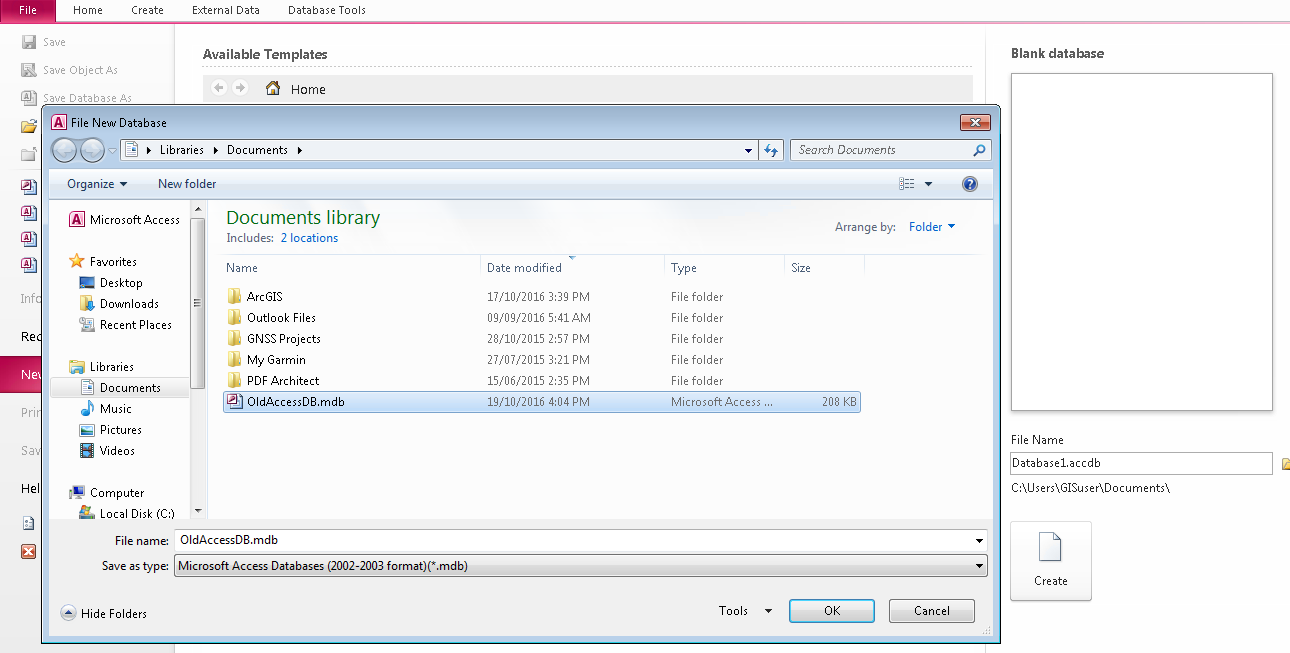 Old mdb type Access Database