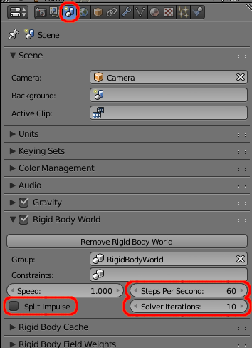 rigid world settings