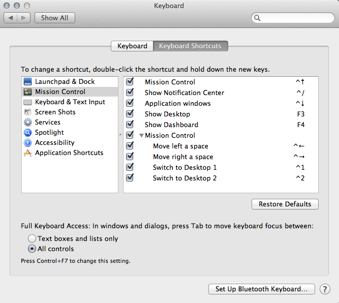 Keyboard Shortcut Preferences