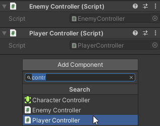 Same example, but with classes named EnemyController and PlayerController