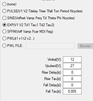 Screenshot of the voltage source configuration panel