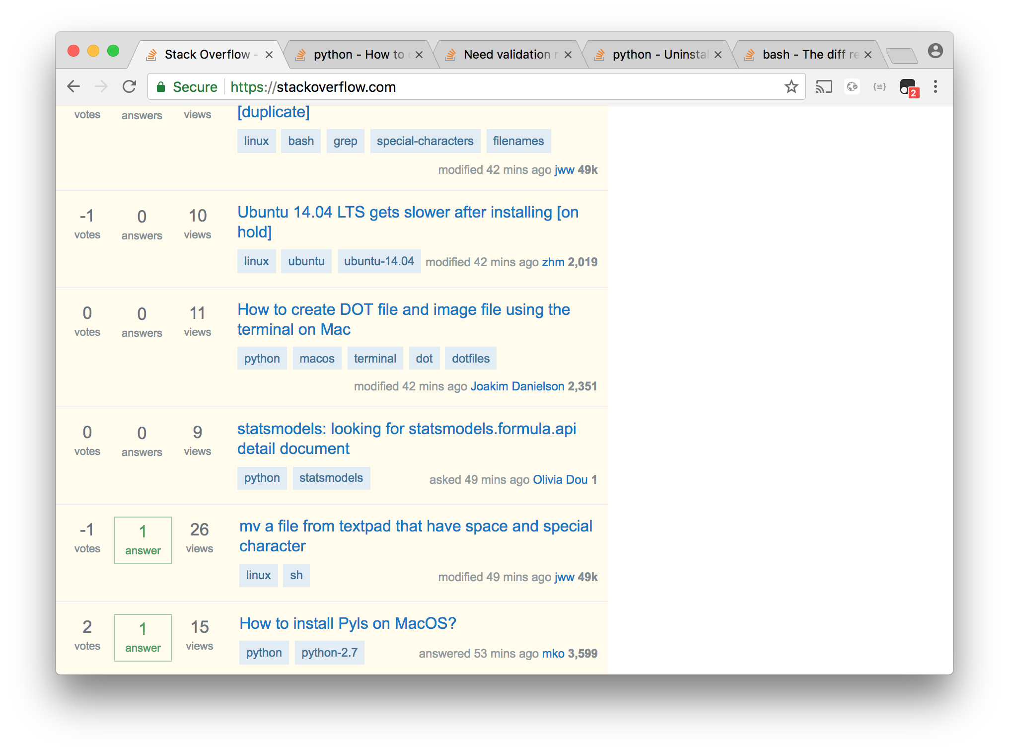 Stack Overflow start page